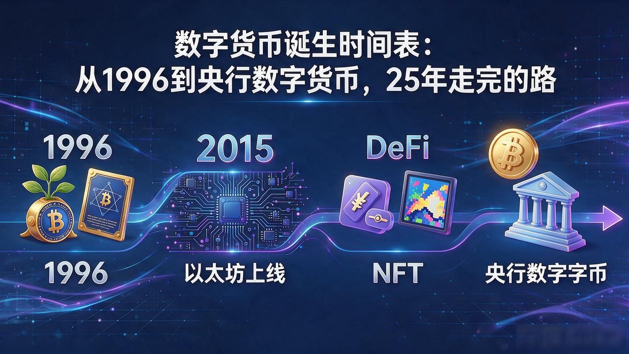 数字货币发展历史时间线_数字货币诞生时间表_从eCash到数字人民币演变
