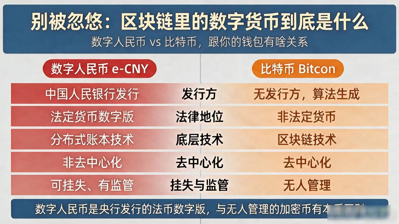 区块链里的数字货币_数字人民币e-CNY与比特币的核心差异_数字货币与区块链去中心化信任的区别