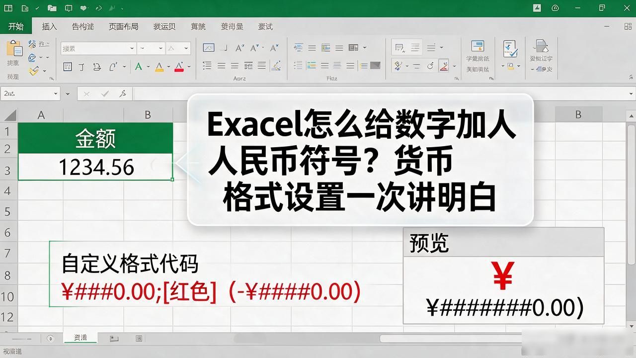 Excel设置货币格式_自定义单元格格式货币符号_excel怎么用货币表示数字