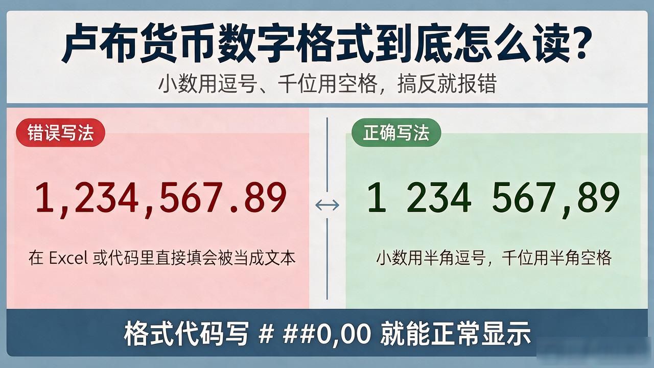 俄语区合同卢布金额格式_处理俄罗斯财务数据卢布逗号空格_卢布货币数字格式